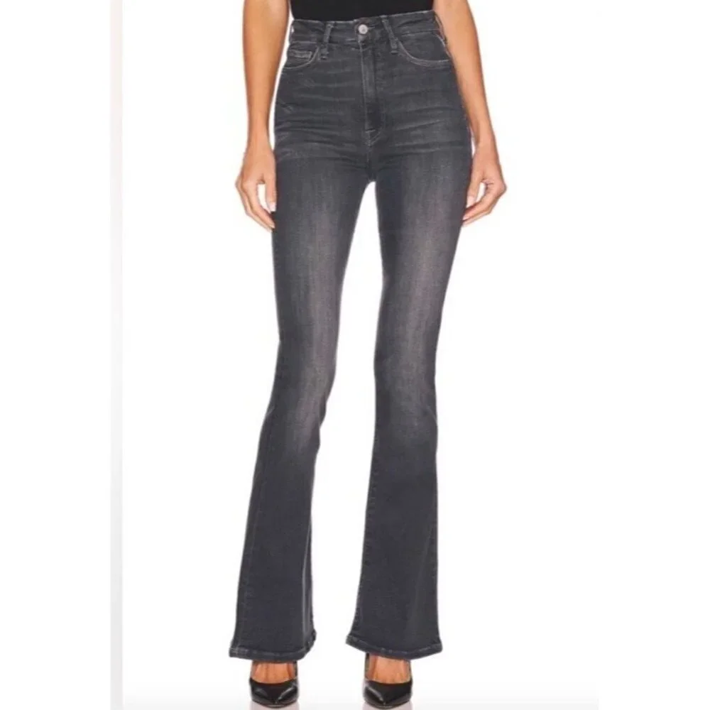 7 For All Mankind Black Ultra High Rise Skinny Boot Cut Denim Jean Size 25 - Picture 3 of 13